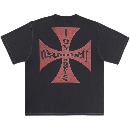 Askyurself T-shirts Printed Short Sleeve Distressed Loose T-shirt for Men